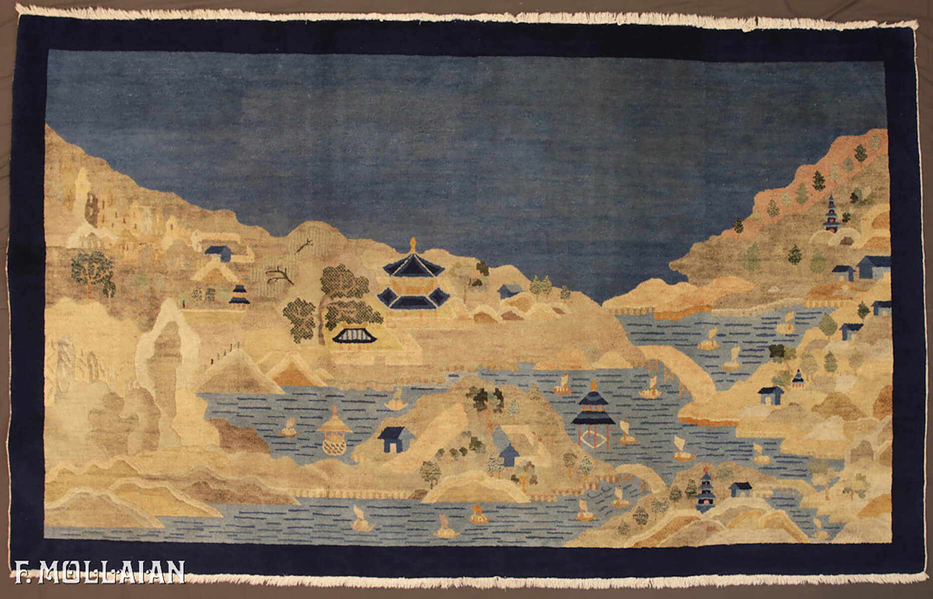 Landscape design Pictorial Antique Peking Chinese Rug n°:81495359